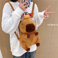 카피바라 플러시 백팩 어린이용 카피바라 귀여운 동물 선물 인형 백팩 만화 플러시 장난감