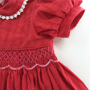 Vestido de Niña con Bordado Smocked, Ropa Infantil de Boutique, Hecho a Mano, Verano, Navidad, Algodón, Rosas - Product Image 3