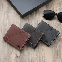 Dompet Pria Lipat Bermotif Geometris Embos 2026, Fashion Retro Trendi, Merek Bisnis Kasual, Kapasitas Besar, Hadiah untuk Pacar