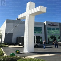 Croix chrétienne géante gonflable blanche personnalisée à LED, modèle de décoration religieuse pour événements de foi/promotion d'églises/communités/rues