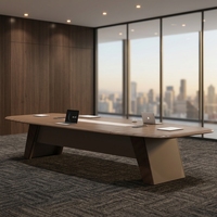 Grande table de conférence moderne en bois écologique E1, résistante à l'eau et aux rayures, pour salle de réunion d'entreprise