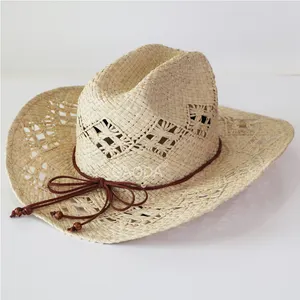 Classic Panama Horse Riding Cap Black Cowboy Straw Hat