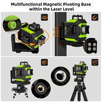 Huepar 703CG niveau Laser rotatif vert 12 lignes 360 degrés 3D grande batterie luminosité réglable