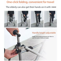 Déambulateur pliable réglable en hauteur, assistant de marche robuste en aluminium, dispositif léger pour la marche quotidienne sur de courtes distances pour les personnes âgées