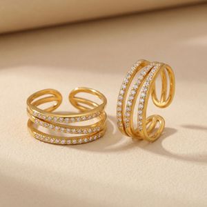 แหวนกันน้ำไม่หมอง 14k 18k ชุบทอง PVD แฟชั่น แหวนสแตนเลส 316L สำหรับผู้หญิง - Product Image 5