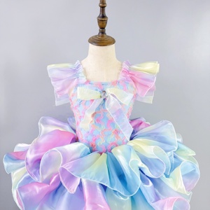 Costume da Balletto per Bambine per <span class=keywords><strong>Capodanno</strong></span>, Abito da Principessa Vaporoso, Piccolo Cigno con Paillettes e Tulle Arcobaleno per Spettacoli - Product Image 3
