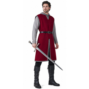 Disfraz de Caballero Medieval con Armadura de Cadena Roja, Conjunto de Túnica para Cosplay, Traje Completo Color Borgoña para Halloween - Product Image 2