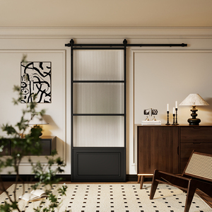 Porte coulissante panoramique rétro moderne, <span class=keywords><strong>simple</strong></span>, en verre, style français, en acier, pour salon, chambre, salle de bain, bureau - Product Image 5