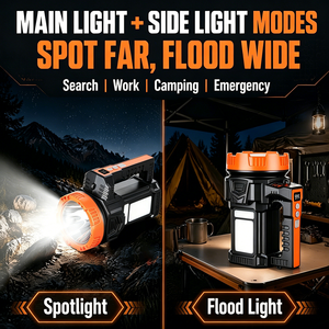 WOSEN Lampe torche longue portée 2000m avec affichage numérique, pour camping, urgence, patrouille, batterie solaire Li-ion, 2000 lumens, projecteur - Product Image 4