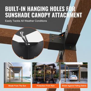 DB Wholesale 4''x4'' Pergola <b>Bracket</b> Kit 4pcs 4-Way Heavy Duty <b>Corner</b> <b>Bracket</b> <b>for</b> Woodworks Easy Installation Post Base Natural - Product Image 5