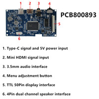 6.5 pouces AT065TN14 50Pin écran d'affichage LCD Portable universel bricolage type-c Mini HD carte de commande de pilote Raspberry Pi PC moniteur