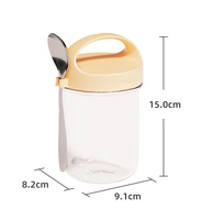 Conteneur en verre pour céréales 430 ml, carré, grande capacité, couvercle coloré, hermétique, tasse à petit-déjeuner en verre, compatible micro-ondes