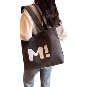 Hot-Selling Large Capacity Canvas <b>Tote</b> Bags Custom Logo Factory Supply Durable Simple Letter Design Customized Shopping Bag - Product Image 1