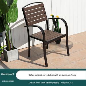 Fauteuil de jardin moderne noir avec assise à lattes, imperméable, pour villa, parc, balcon, cour, hôtel, sièges de loisirs - Product Image 3