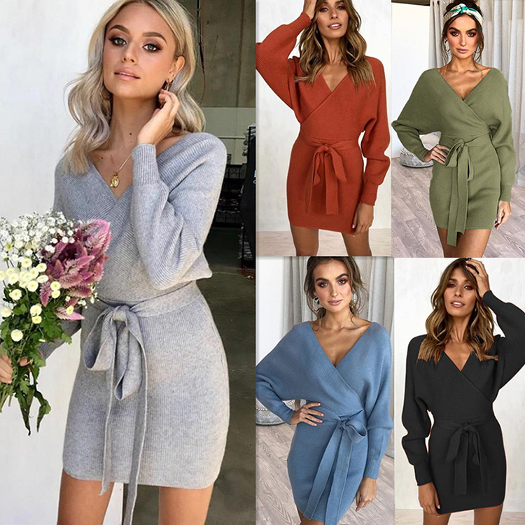 2021 Wholesale Designer Brand Bodycon Woman Sweater Fashion Maxi Tunic Lurex Knitting women long knitted dress
