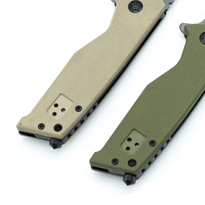 Cuchillo de supervivencia de acero inoxidable con mango G10 para cazar, acampar al aire libre, cuchillo de bolsillo de grado DIY, estilo de botón pulsador OEM personalizable - Product Image 4