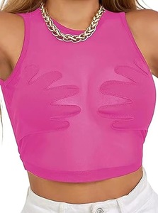 Top Corto Sexy de Moda para Mujer, Estilo Club, Sin Mangas, Casual, Transparente, Ajustado - Product Image 5