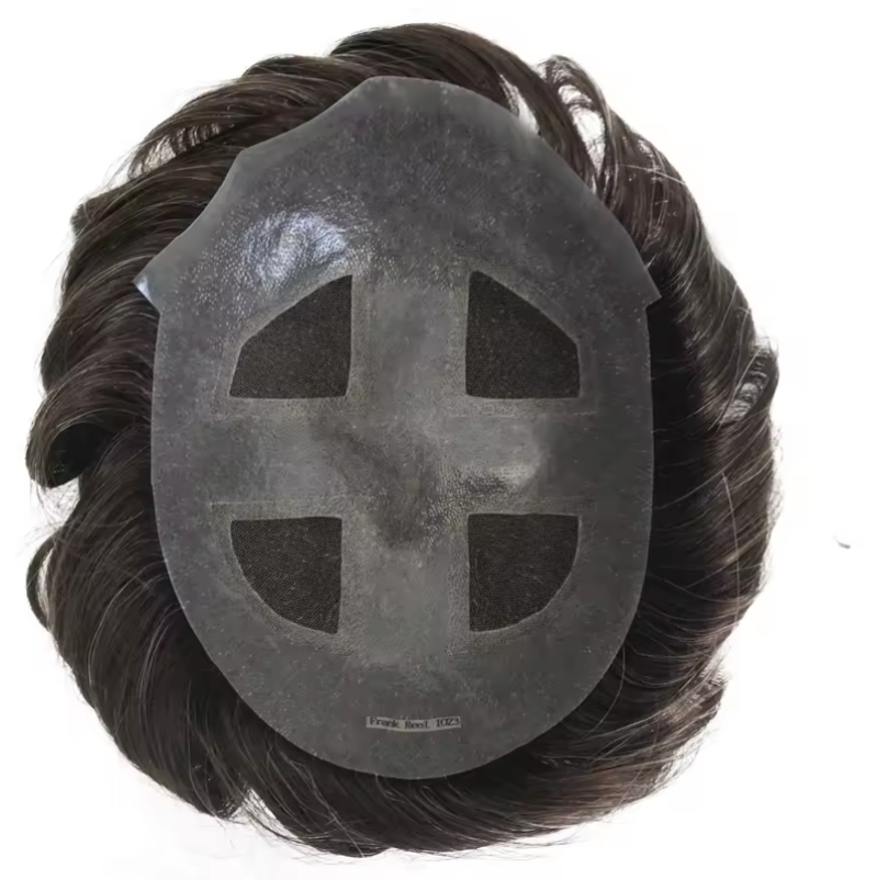 NL Q4 Swiss Lace + PU Men Toupee French Lace Virgin Hair Replacement System 100% Indian Hair Natural Looking Toupee for Men