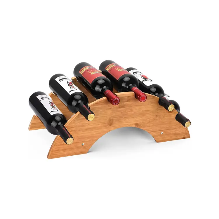 Hot Sale Holds 6 Bottles of Wine Free Standing Bamboo Wine Rack for Wine Lovers Kitchen or Dining