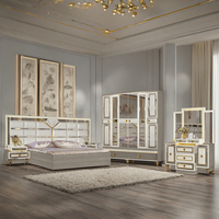 Ensemble de meubles de chambre à coucher de luxe King Size en gros de Chine Tête de lit moderne en bois double Led avec rangement Ensembles de lits de luxe pour la maison