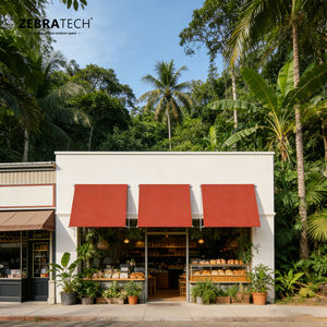 Store banne de terrasse et de jardin extérieur, manuel, rétractable, de luxe, moderne, avec bras pivotant, revêtement PVDF, imperméable et protection solaire - Product Image 4