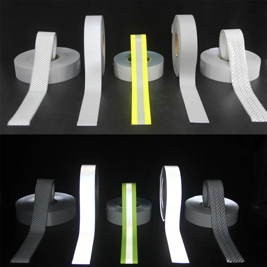 視認性の高いシルバー反射生地安全性SewOn反射テープにより、夜間の視認性を向上