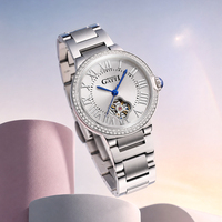 Montre mécanique automatique Bonest Gatti pour femme, fond transparent, acier inoxydable, cadran bleu, lumineuse, étanche, élégante BG3006