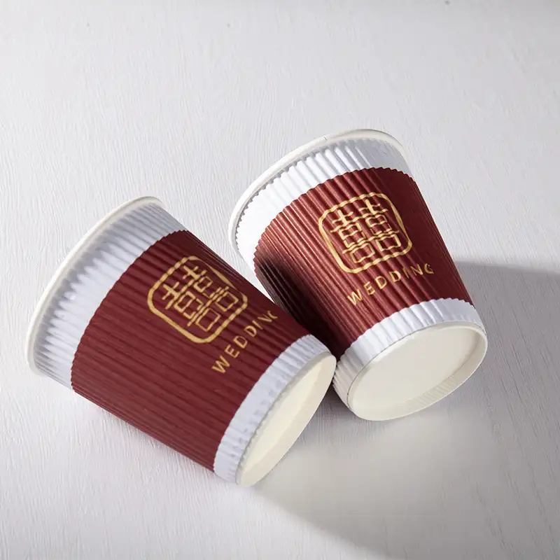 14 16 20 oz 200 ml Double Wall Hot Coffee Cups 1-time Ripple Wall Paper Cup With Lids