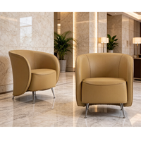 Fauteuil de loisirs moderne en bois courbé BIFMA, fauteuil d'appoint de luxe en tissu et cuir, fauteuil pivotant à 360° pour hall d'hôtel et bureau