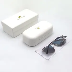 LOW MOQ Luxury White Cloth Pouch Bag Eyewear Glasses Packaging Box Sunglasses Case Custom Logo