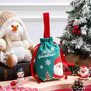 Custom Christmas Drawstring Gift Bag Portable Pull <b>String</b> Canvas Storage Pouch Customized Drawstring Handbag for Holiday Gift - Product Image 5