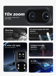 V380 Pro tres lentes inalámbrico 4G 10X Zoom Panel Solar alimentado vigilancia seguridad CCTV Cámara al aire libre 4G tarjeta Sim Cámara Solar - Product Image 6