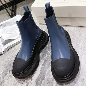 Nouvelles baskets décontractées en cuir pour couple 2025, chaussures de sport à tige haute pour femmes, semelles épaisses, chaussures de sport tendance, bottes à la cheville élastiques extensibles - Product Image 4