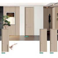 Porte intérieure moderne en bois grainé, ligne décorative verticale, résistante à l'humidité, insonorisante, pour hôtel et appartement