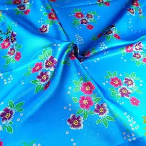 satin textile fabric digital printed polyester fabric floral design for nightdress sleeping set