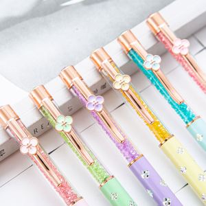 Stylo bille rotatif en métal avec cristaux et diamants créatifs, clip fleur et perle, personnalisable avec logo imprimé pour cadeaux publicitaires, vente en gros - Product Image 3