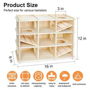 Hamster Oyuncak Macera Kutusu Çok Bölmeli Görüntülü Ahşap Ev Tüneli ile Sağlam Desenli Çevre Dostu Küçük Hamsterler Fareler Evcil Hayvanlar için - Product Image 3