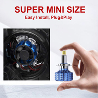 Ampoule LED pour phare de voiture, moto, vélo, haute puissance, super mini, ventilateur de refroidissement à 360 degrés, 72w, 20000lm, 12V, 24V, N6, 9005, H11, H3, H4, H7