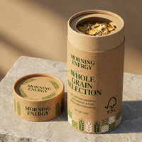 Tube en carton kraft écologique et recyclable pour céréales bio, grains pour le petit-déjeuner, avec matériaux de haute qualité et couvercle refermable