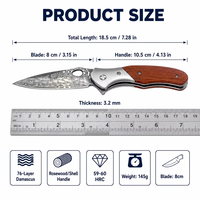 Couteau de poche Damas, couteau pliant personnalisé, couteau tactique de chasse, de camping et de survie, manche en bois/coquille, outil EDC BS305