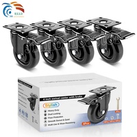 4 pièces par ensemble diamètre 100 mm roulette pivotante industrielle 4 pouces pivotante noire PU PVC roulettes à verrouillage central