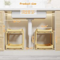 Höhenverstellbarer 2-stöckiger Badezimmer-Organizer Ausziehbarer Schrank-Organizer Bambus Unterschrank-Organizer Regal