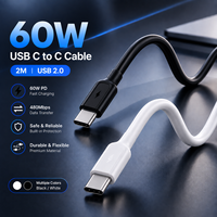 Câble USB-C vers USB-C Premium 60W 2,0m, Charge Rapide PD 3A, USB 2.0 Tressé pour Appareils Mobiles, Fournisseur OEM ODM