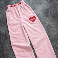 Pantalon de jogging ample en molleton de coton gris épais avec patch brodé cœur personnalisé OEM pour homme