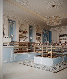 Design d'Interni per Caffetteria e Pasticceria, Personalizzazione Completa della Stanza, Soluzione con Vetrina Espositiva, Decorazione Completa per <span class=keywords><strong>Negozio</strong></span> di Caffè - Product Image 2