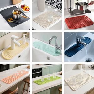 Silicone <b>Kitchen</b> Drain <b>Mat</b> Rectangle Non Slip Heat Resistant Food Grade Anti Oil Quick Dry Dish Pad Modern Design - Product Image 1