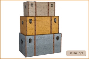 <strong>Vintage</strong> Rectangle Wooden <strong>Trunks</strong> and Storage Chests Boxes Set Baul with PU Leather Surface for Home Decoration - Product Image 5