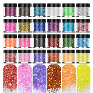 Osbang 24 couleurs poudre acrylique paillettes pour résine époxy et poudre de paillettes de résine UV pour décorer l'artisanat