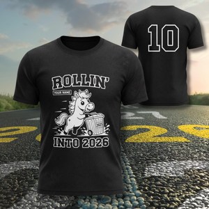 Camiseta personalizada de unicornio para el Año Nuevo 2026, camiseta divertida con nombre personalizado, adiós 2025 - Product Image 1