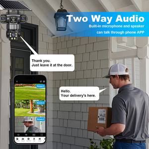 15MP năng lượng mặt trời thông minh Net máy ảnh V380 3 ống kính năng lượng mặt trời PTZ CCTV Mạng Máy ảnh 4G Thẻ Sim ba ống kính 15 mipels Pin an ninh máy ảnh - Product Image 4